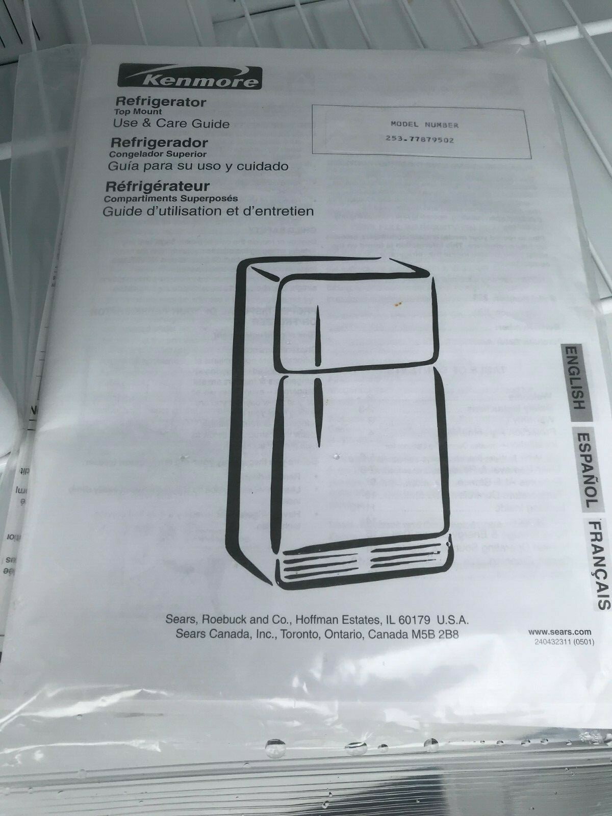 Kenmore 253.77879502 Black Refrigerator W/ Manual Superb Condition