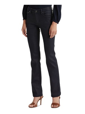 

RALPH LAUREN Женские темно-синие джинсы с фирменной кожаной нашивкой прямого кроя, Navy, 200813406001
