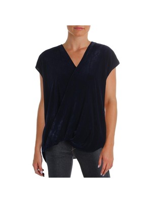 

Женский темно-синий бархатный топ без рукавов с v-образным вырезом RALPH LAUREN Evening Wrap, Navy