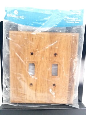 Brainerd 64658 Medium OakWood Double Switch Wall Plate Cover. Factory Sealed New