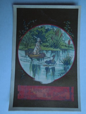 Chromo.   Fables La Fontaine.   Le Lapin Et La Sarcelle 