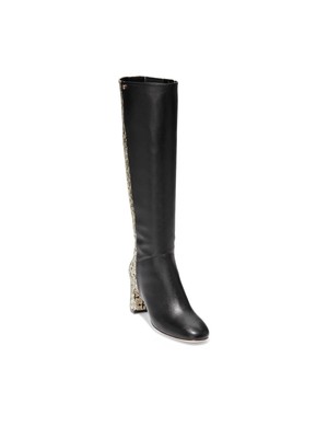 

COLE HAAN Женские Черные Кожаные Ботинки Rianne Stretch Gore со Змеиной Кожей, Черный, W15658
