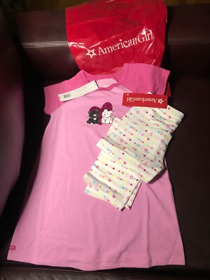 New American Girl Doll I Love Pets Girl's Sleep PJ Pajamas Small 7 8 Cat Dog  