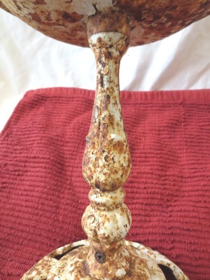 Vtg Table Top Pedestal Cast Iron Bird Feeder or Bath Hummingbird for Restoration