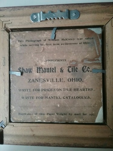 Antique, Shaw Tile & Mantel Co. Zanesville, OH. Pres./OH. Gov. William McKinley