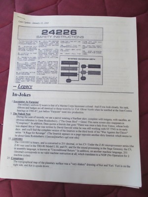 STAR TREK LAST UPDATE: JANUARY 15, 1995  IN-JOKES AND OPERATION SNAFU