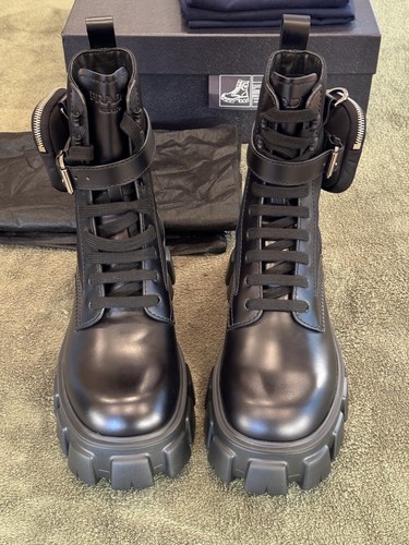 ブーツ Prada Brushed Leather Combat Boots Prada Brushed Leather Combat Boots | Saks Fifth Avenue
