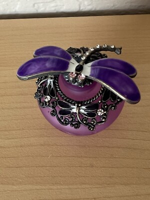 Fancy Purple Dragonfly Empty Refillable Glass Perfume Bottle