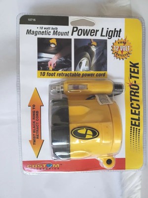 Electro-Tek Magnetic Mount Power Light 12 Volt Retractable Cord New in Package