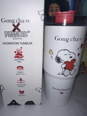 Gong Cha X Peanuts Snoopy 2024 Holiday Limited Metal Hydration Tumbler (White)