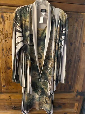 NWT- Jostar,  Old World Map,  dress & soft jacket, travel, cruise wear - XL