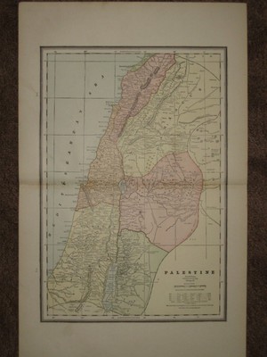 1889 PALESTINE HOLY LAND ANTIQUE MAP Geo CRAM Atlas 22 x 14 Original
