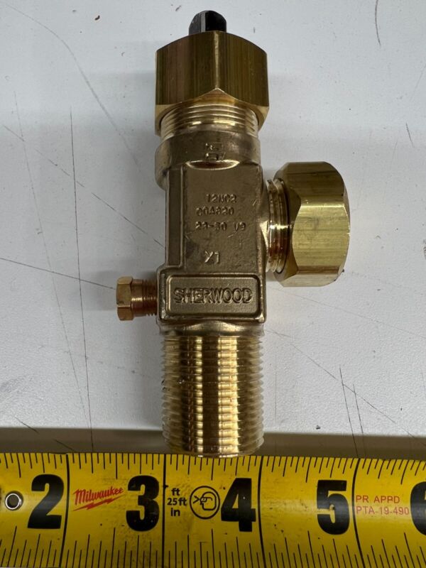3/4" Sherwood Chlorine Cylinder Valve Cga 820 Outlet Cl-3 158 Fuse Plug 1210-b3