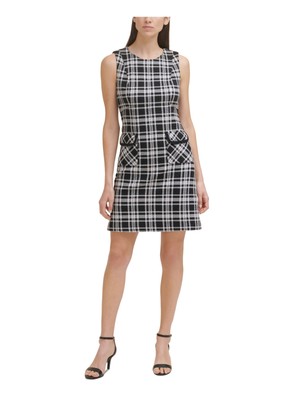 

TOMMY HILFIGER Женское черное короткое платье в шотландскую клетку без рукавов + расклешенное платье, Черный