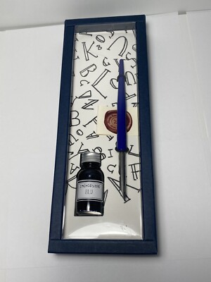 FRANCESCO RUBINATO Italian Wooden Dipping Pen 1 Metal Nib Calligraphy Blue