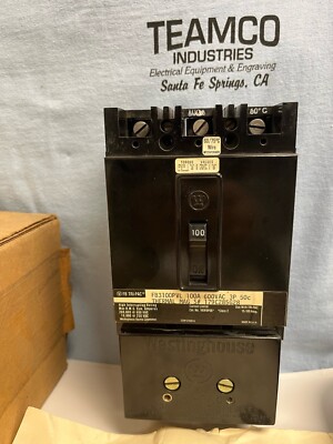 NEW Westinghouse FB3100PVL  TRI-PAC  Circuit Breaker 3P 100A 600VAC 50°C Rating