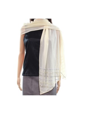 

INC Womens Beige Diagonal Wrap, украшенный бисером, вечерний шарф, Бежевый
