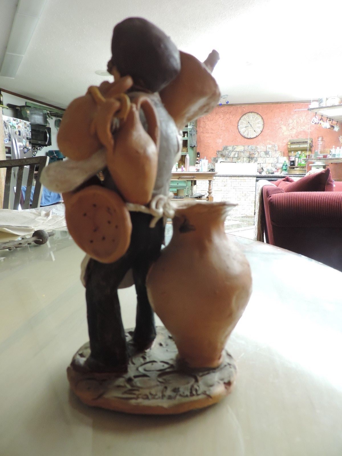 Vintage Decorative Clay Figurine Man With Water Jugs Marked Scarlatella