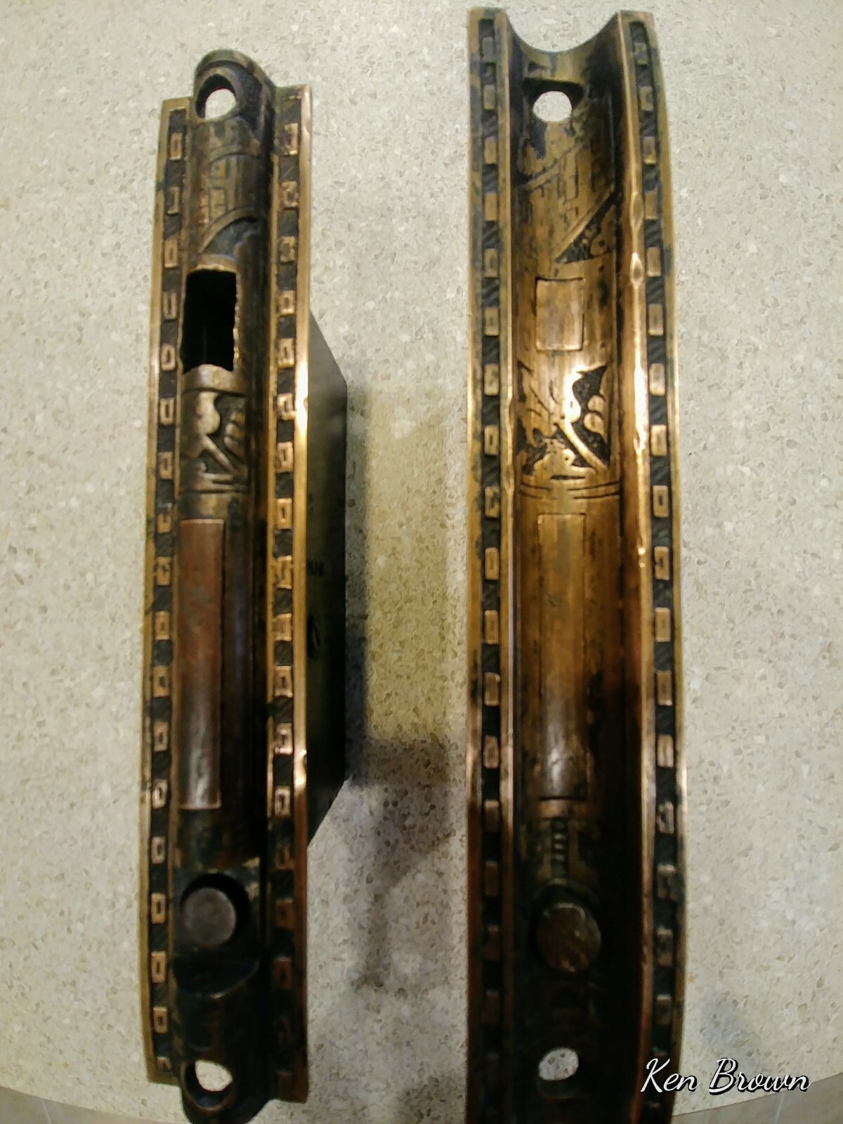 Pair CORBIN Pocket Sliding Door Mortise Lock ORNATE Brass Face