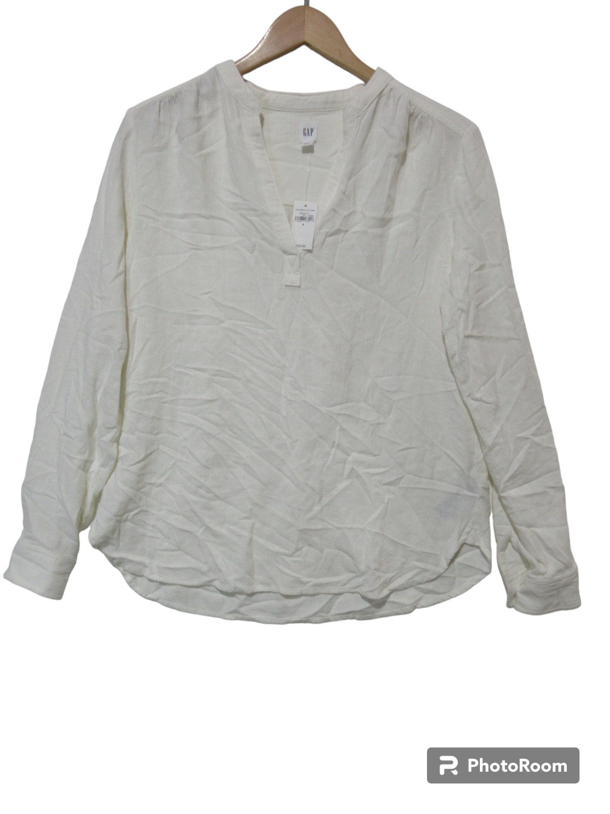 Sz S NWT $60 Gap Women HENLEY Popover Shirt Ivory Off White