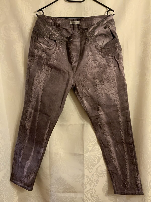 Tredy Jeans Hose Gr 46 Lila Stretch Blumenmuster