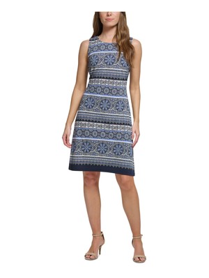 TOMMY HILFIGER Womens Blue Unlined Pullover Sleeveless Sheath Dress 16