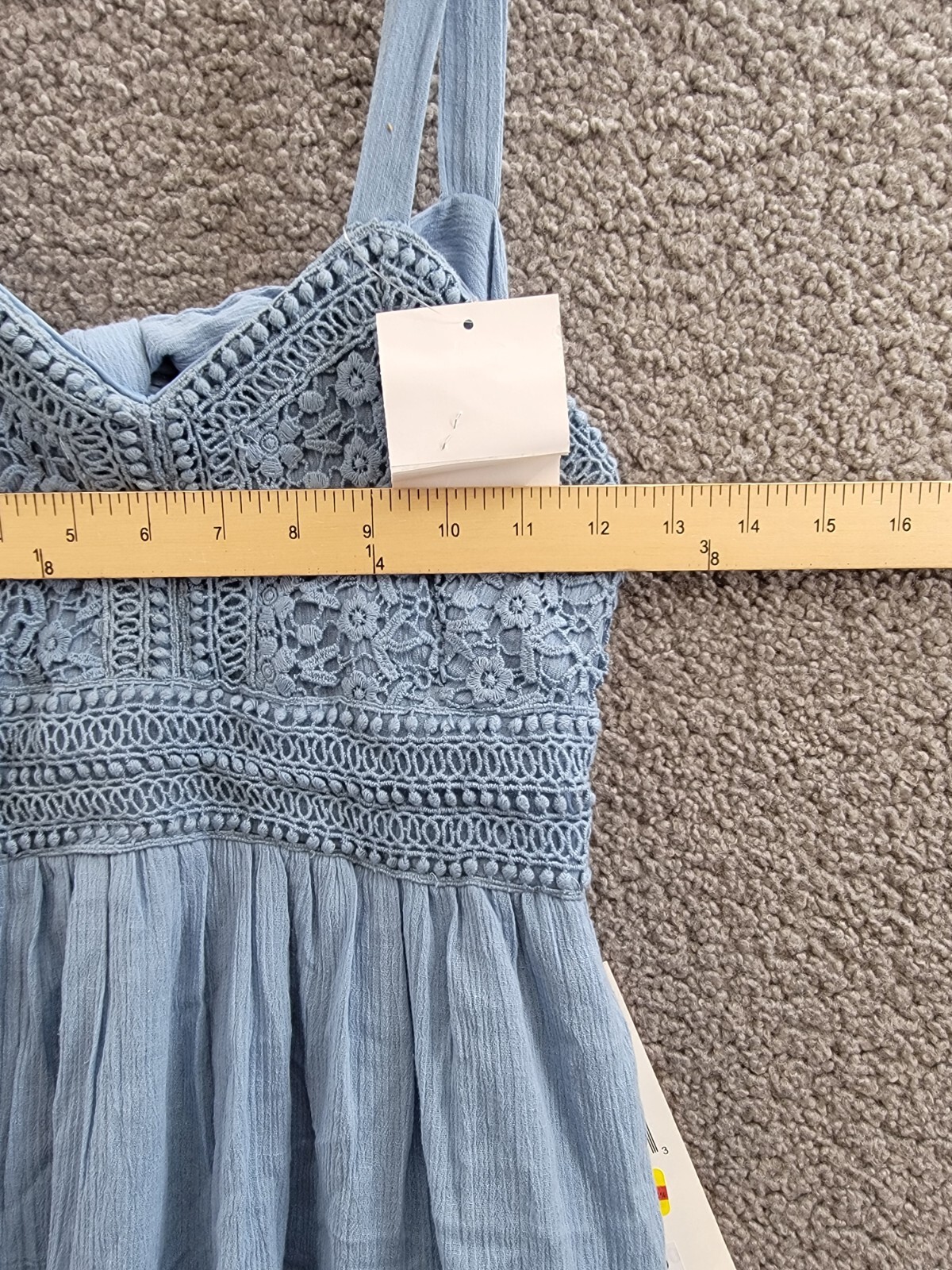 Rare Editions Sleeveless A-Line Dress Big Girls 14 Blue V-Neck Embroidered - Picture 5 of 14