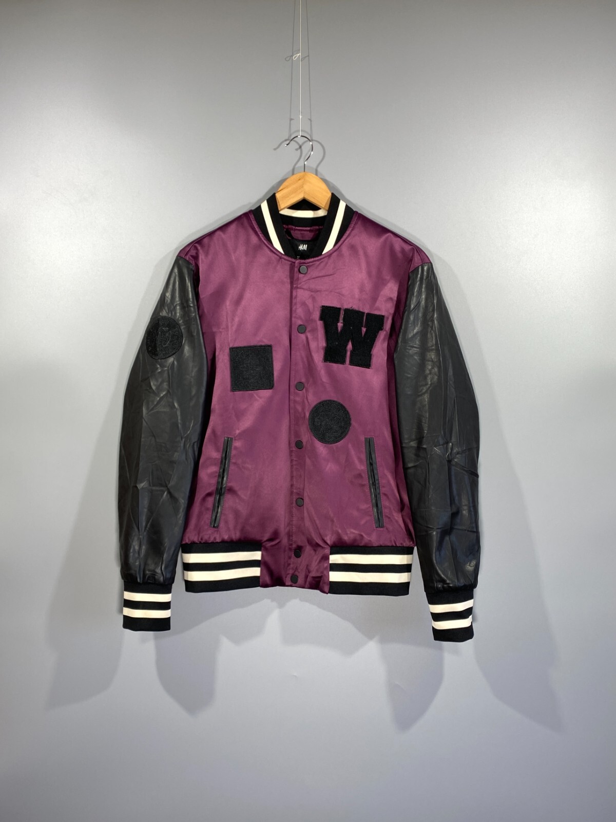 The Weeknd x H&M Varsity Satin Souvenir XO Purple Bomber Jacket