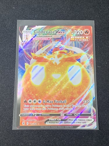 Pokemon Cinderace VMAX 045/264 Full Art Holo Foil Fusion