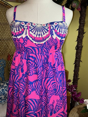Pre-owned Lilly Pulitzer Bernadetta Maxi Dress Passion Fruit Pink Wild Nights Size 6