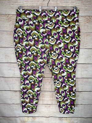 Terra & Sky 3X Plus *Choose* Red Purple Plaid Leopard IKAT Mid-Rise Jegging EUC