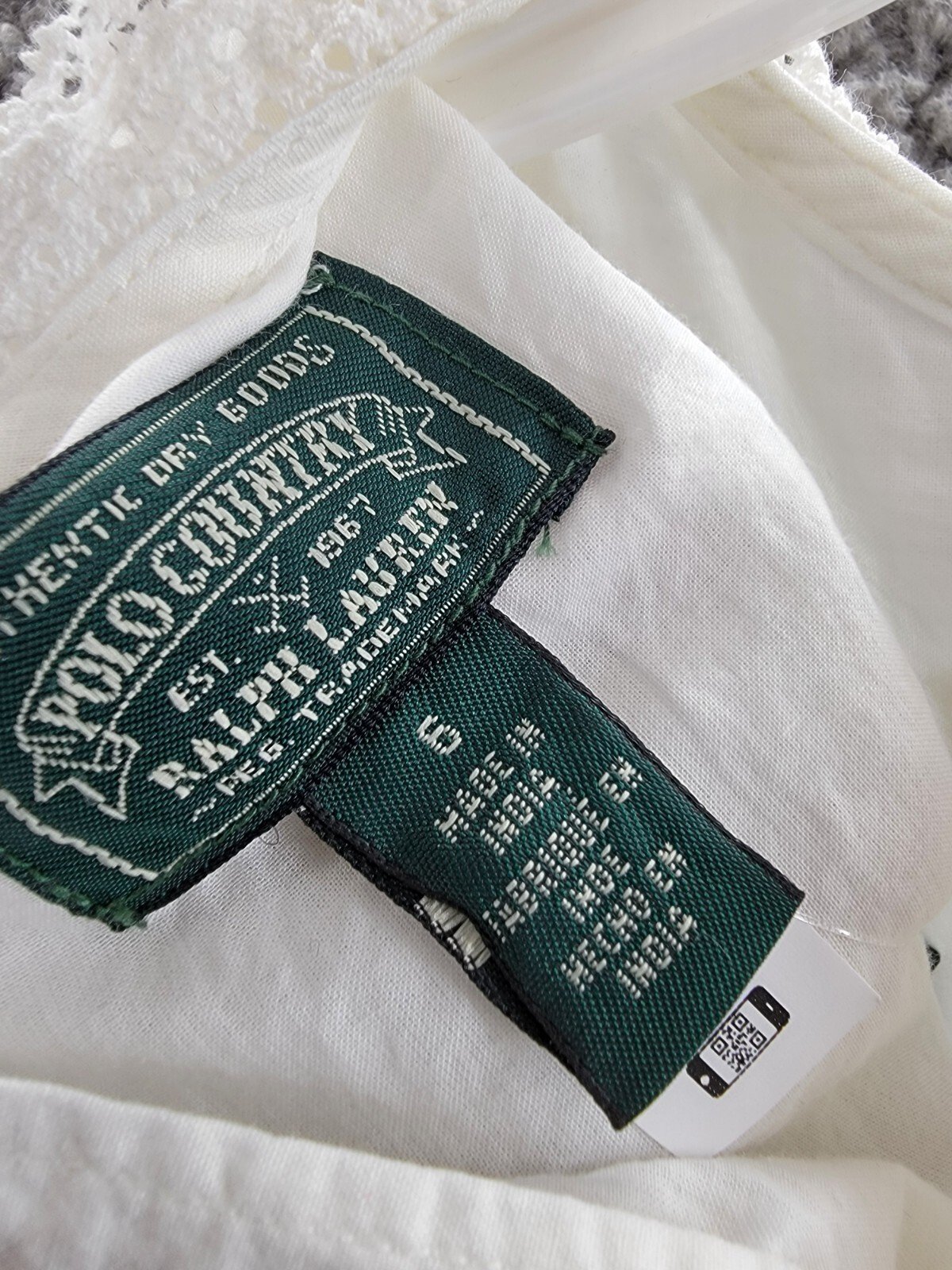 Ralph Lauren Embroidered Voile Top Girls' 6 White Collared Ruffled Button Back - Picture 9 of 17