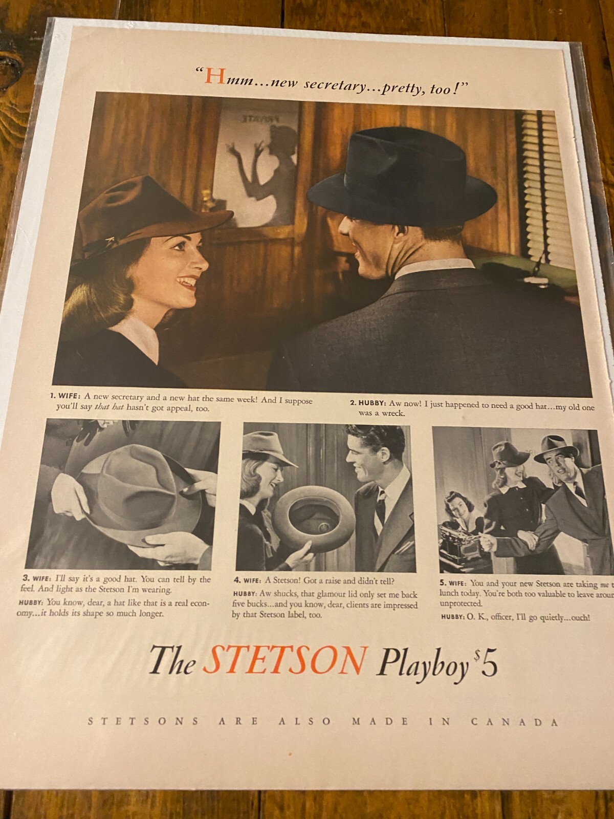 完全ミント 40s vintage stetson Play boy 1/4 Vintage 1941 Stetson Playboy Hat Pretty Secretary ad | eBay