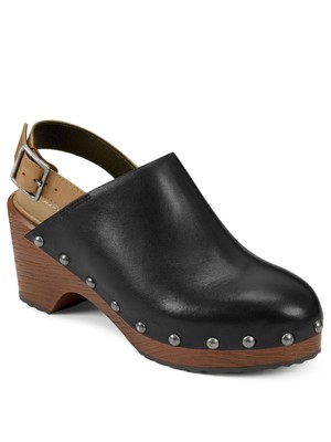 

Женские черные кожаные сабо AEROSOLES с открытой пяткой Martha Stewart Vanessa 7,5 M, Черный, VANESSA