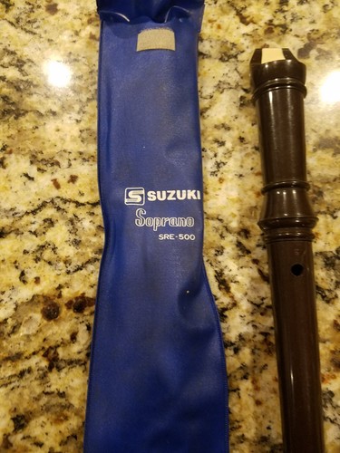 SUZUKI Vintage Soprano Recorder Flute SRE-500 Brown recorder music intstrument