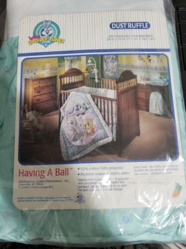 Baby Looney Tunes  Crib dust Ruffle ONLY Having a ball 
