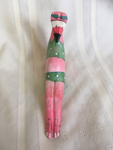 Vintage Hand Painted Sun Bathing Flamingo Figurine