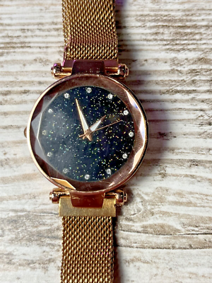 Rose Gold Women s Quartz Watch Magnetic Band New Battery eBay
