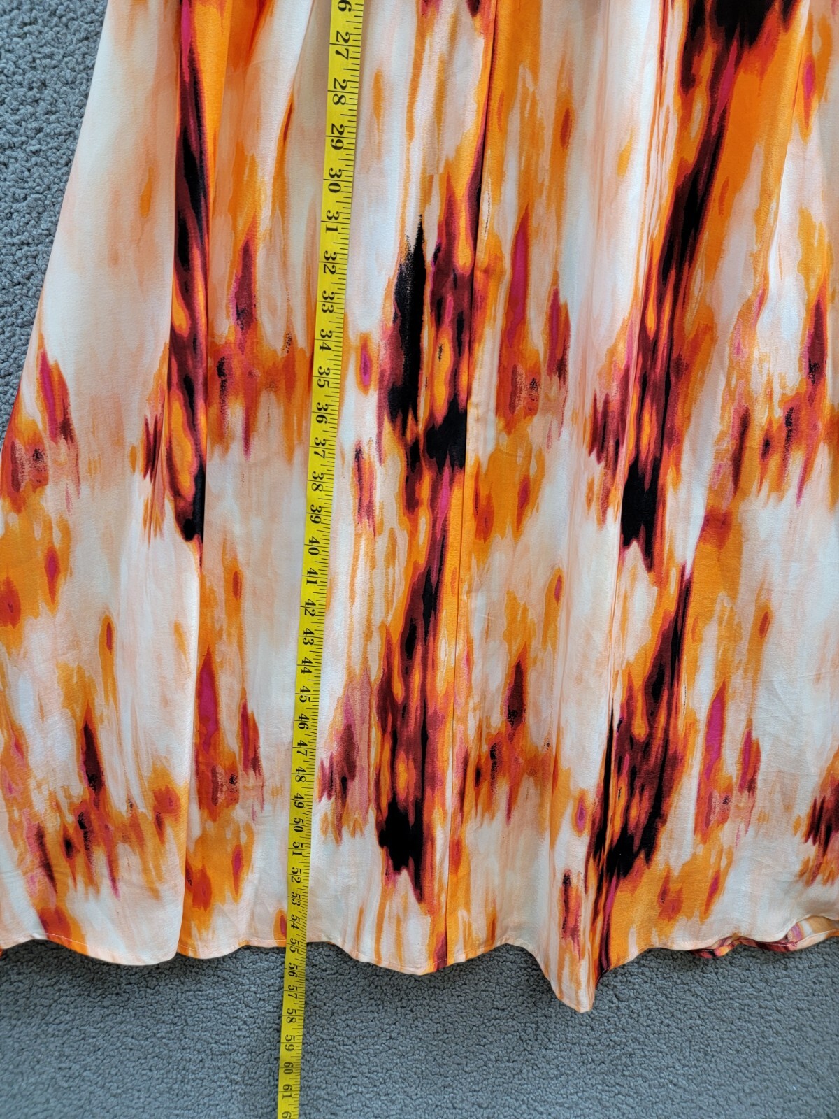 DKNY Printed Satin Strappy Halter Maxi Dress Women's S Orange Blossom Back Tie - Picture 7 of 16