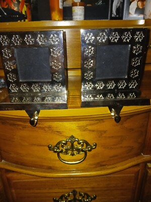 Pottery Barn christmas stocking holders with Picture Frame. New Silver 