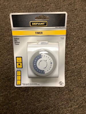 Defiant Indoor Big Button Timer, Indoor Plug-In 24 Hour Programmable - 15A 125V