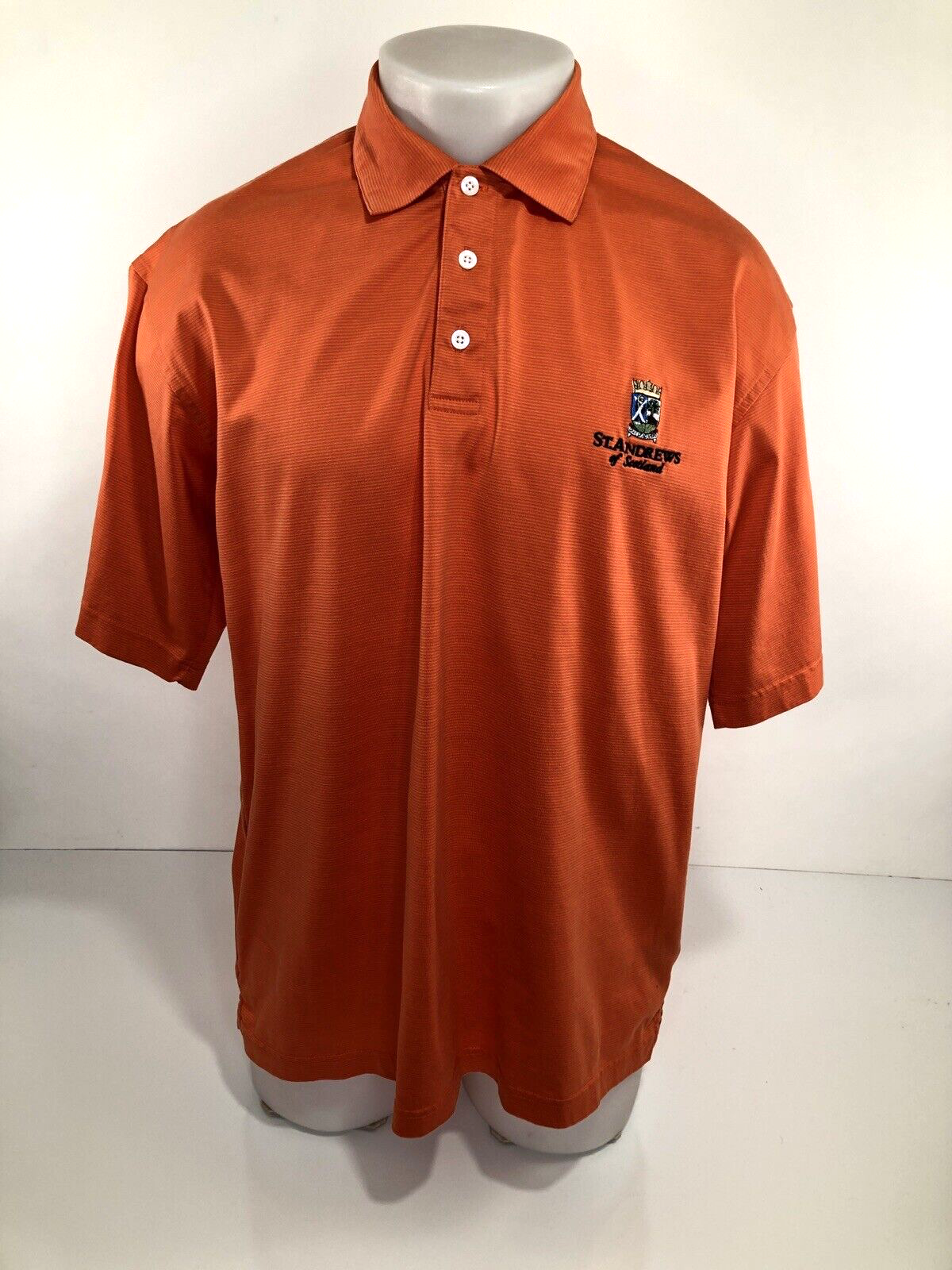 ST. ANDREWS of SCOTLAND - Embroidered Striped Mens Md. Golf ST. ANDREWS of SCOTLAND - Embroidered Striped Mens Md. Golf