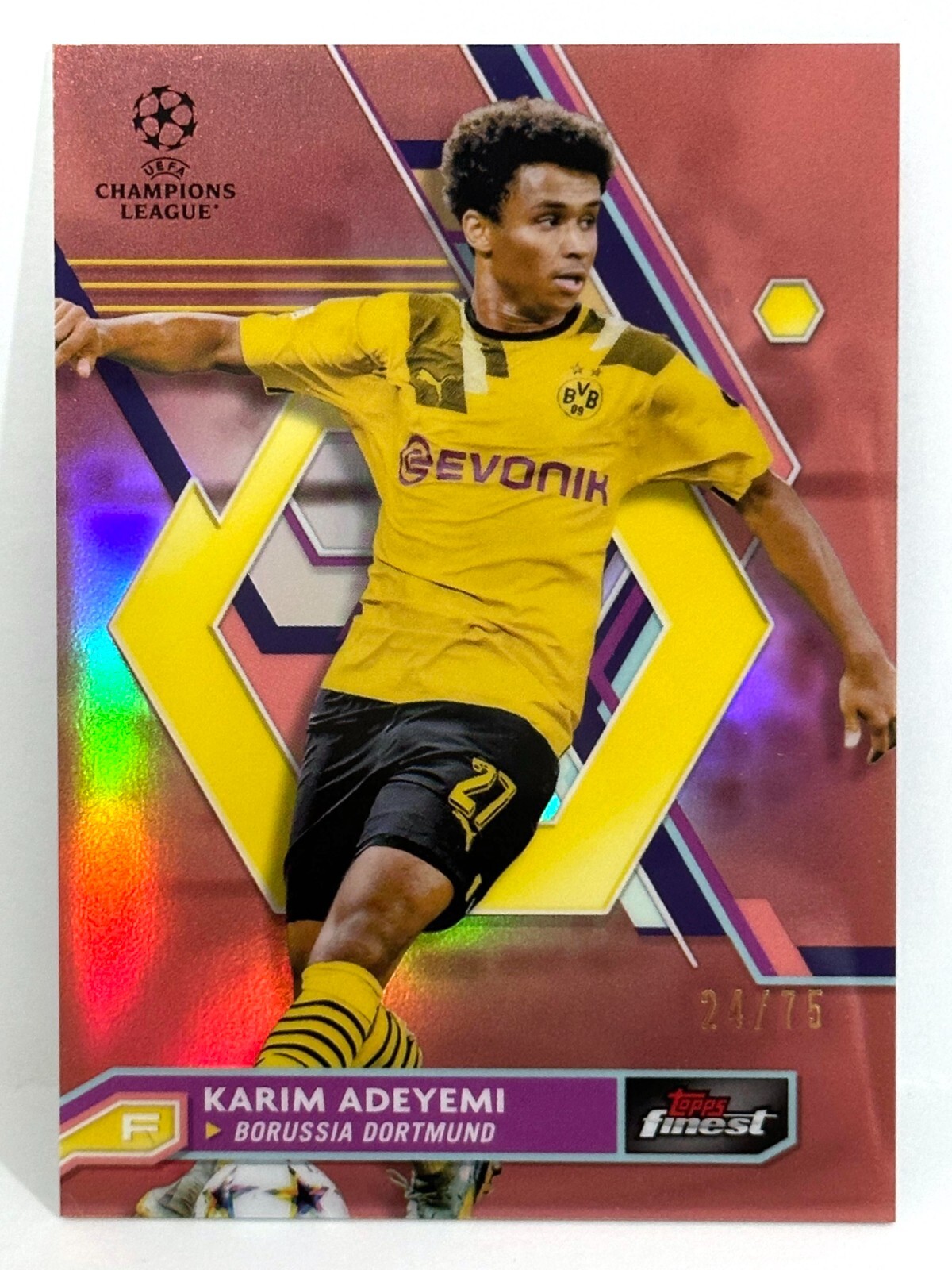 2022-23 Topps Finest UCL Dortmund Karim Adeyemi Rose Gold