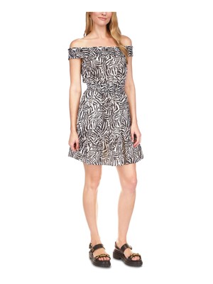 Женское платье MICHAEL MICHAEL KORS на белой подкладке с коротким рукавом Short Fit + расклешенное платье L