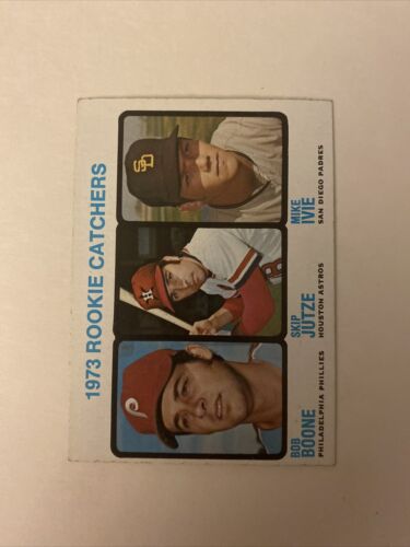 1973 Topps Bob Boone Skip Jutze Mike Ivie Rookie Catchers Card #613. rookie card picture
