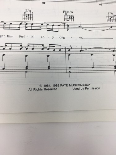 REO Speedwagon Can't Fight This Feeling Sheet Music 1985 Vintage