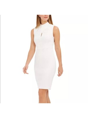 

CALVIN KLEIN Женское белое платье-футляр без рукавов с вырезами крест-накрест, Белый