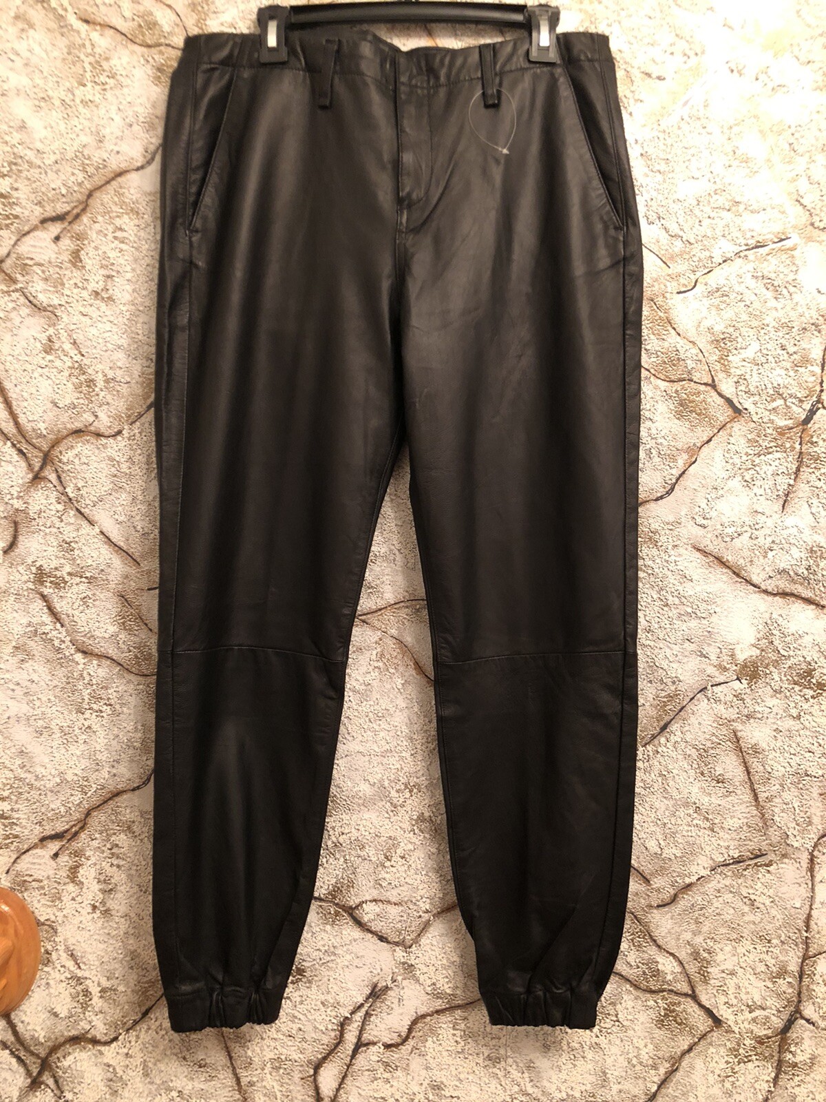 Pre-owned Rag & Bone Sz 30 Black Lamb Leather Pajama Jean Jogger Pants Large W1609l008