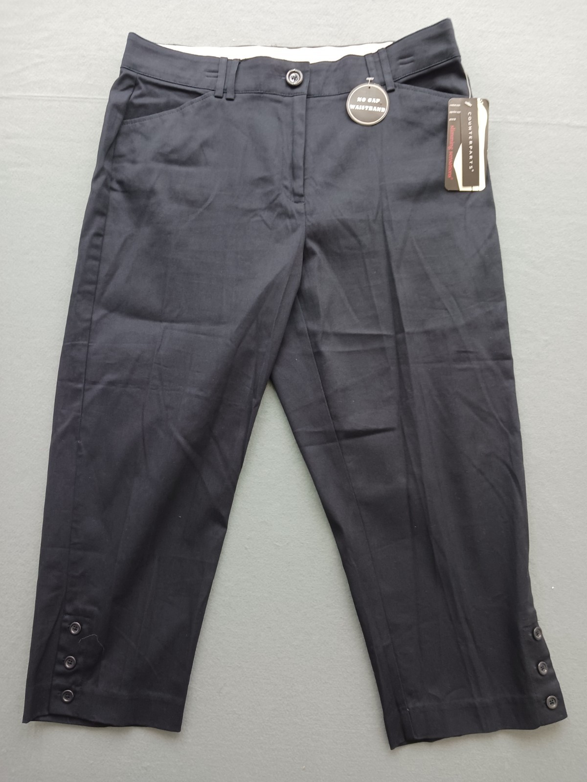 Counterparts Women's Pants Size 14 Capri Black Straight No Gap Waistband