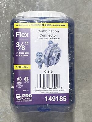 Qty.100 Pro Connex 3/8  Flex Metal Conduit Combination Connector Fitting C-510